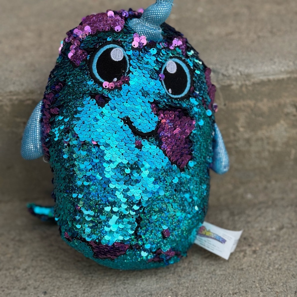 Shimeez Reversible‎ Sequin Narwahl Plush Girly Purple Blue